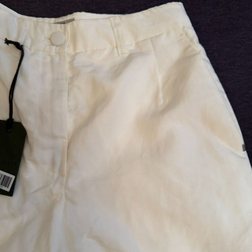 NWT AllSaints Petra Linen Blend Bermuda Shorts Ivory Cream size us 4/UK8 - Picture 15 of 15